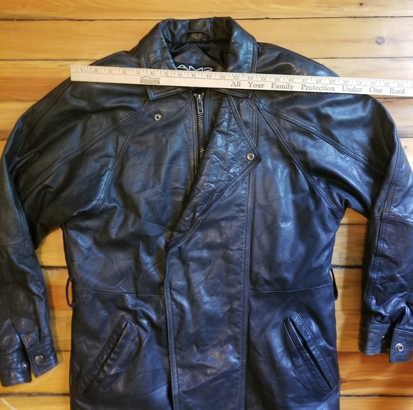 Vintage AM2 Andrew Marc chunky black leather jacket size small Excellent thick - Picture 10 of 16